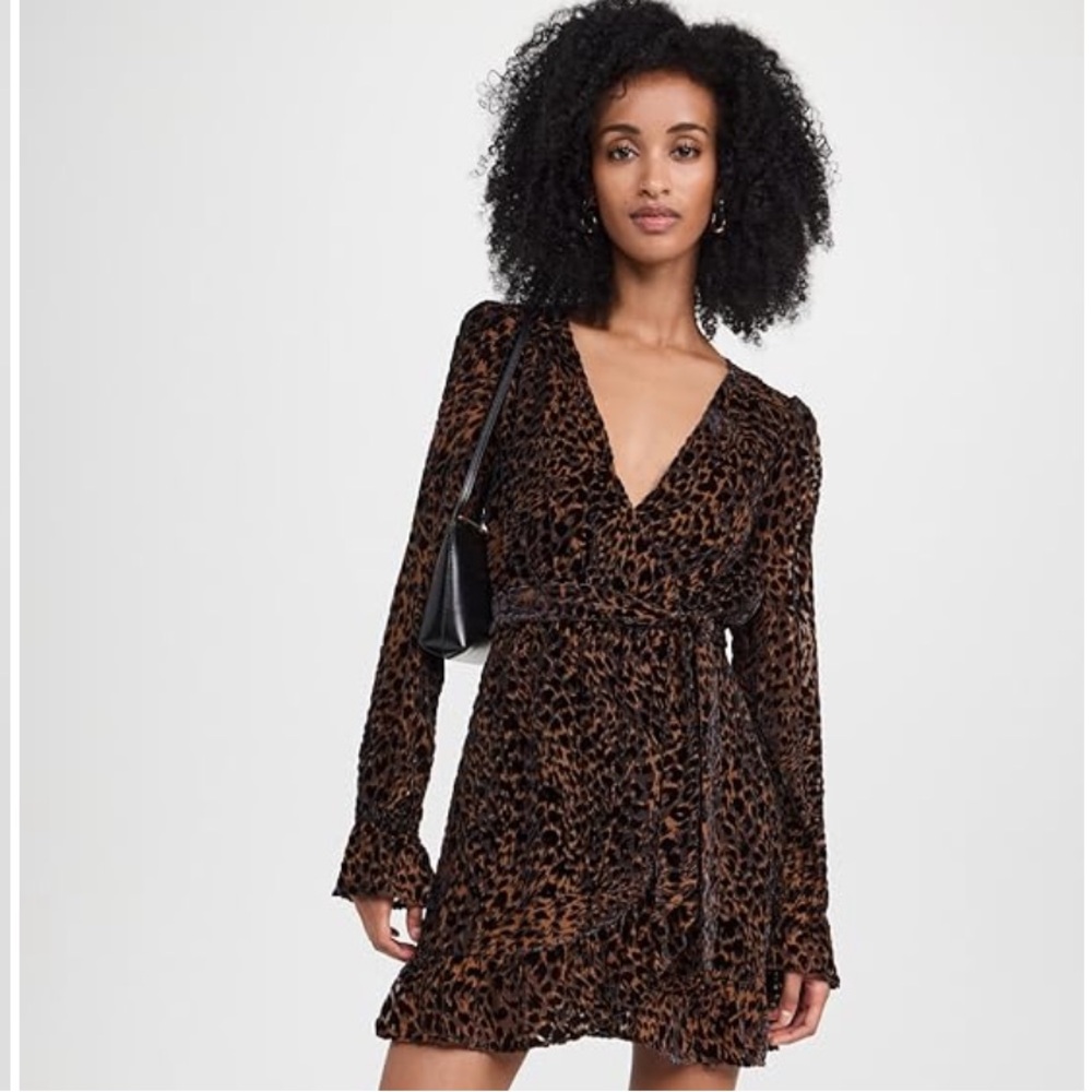 PAIGE Brown and Black Ruffled Velvet Dress
